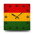 Rasta Cannabis Acrylic Wall Clock — Red Yellow Green Leaf Decor