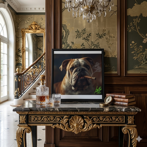 Framed canvas the dude bulldog - Juanky Studio